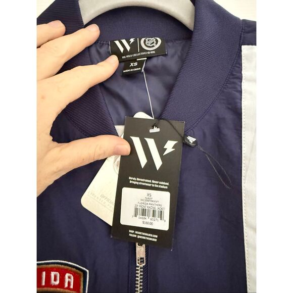 The Wild Collective NHL Navy Florida Panthers Zip Front Racing Jacket XS NWT - Picture 5 of 6
